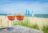 Uitzicht met wijnglazen bij Strandpaviljoen Kaap Noord VVV Texel