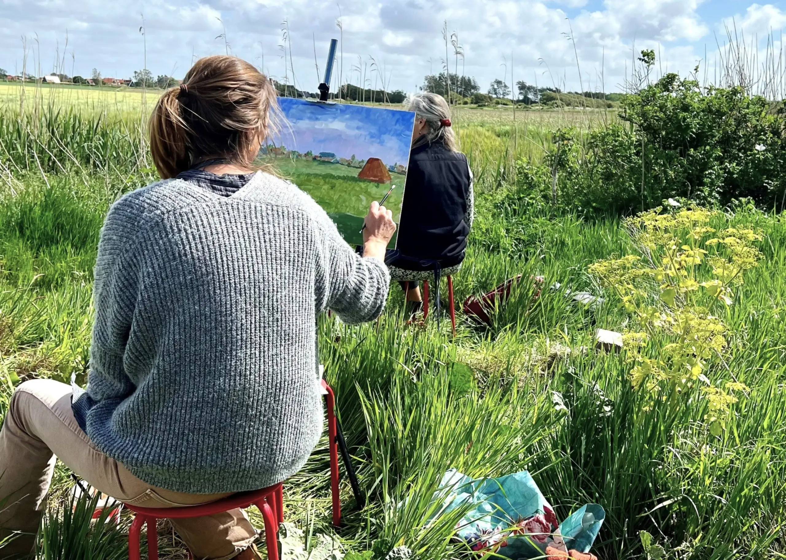 Workshop buiten schilderen van Marleen Bakker