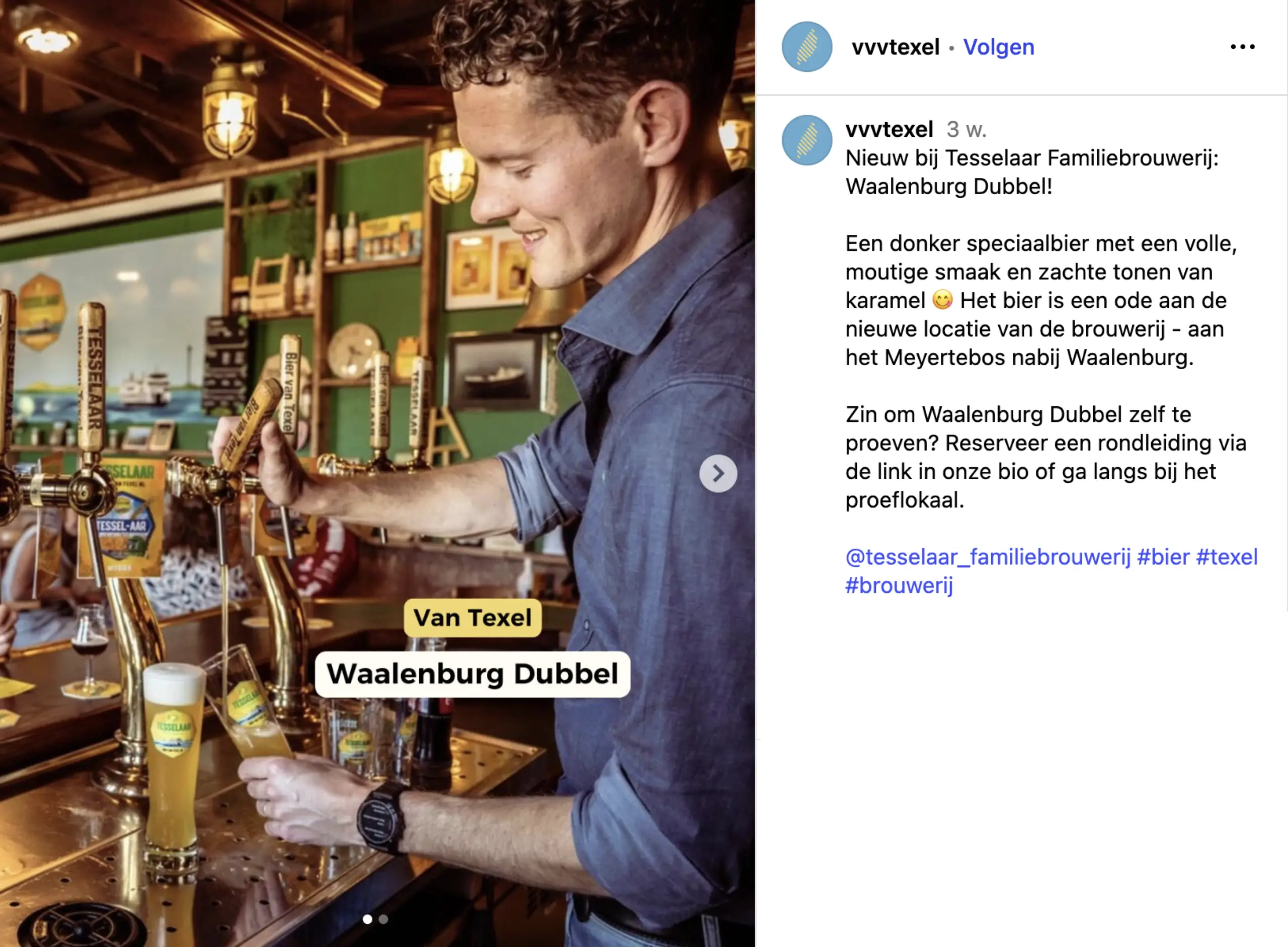 Instagrampost - rubriek Van Texel